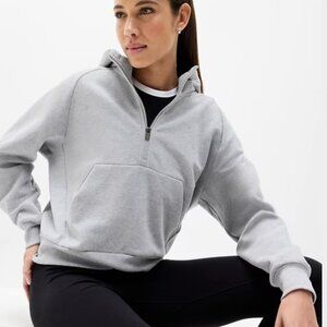 Athleta fleece 1/2 zip hoodie XS grey heather like new
